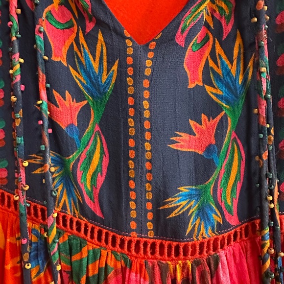 Farm Rio Maxi Flowers Midi Dress Size Small - Picture 6 of 8